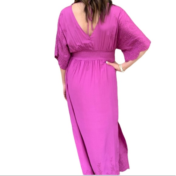 UMGEE Orchid Smocked Maxi Dress With Eyelet Detail M - Picture 7 of 10